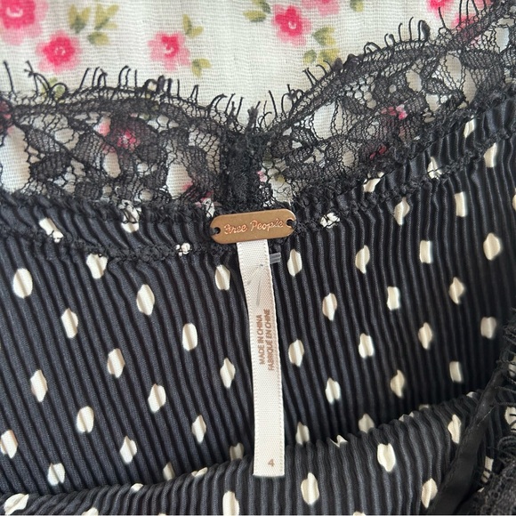 🌷 Free People Margot 2fer Black and White Polka Dot Slip Dress - Picture 3 of 8